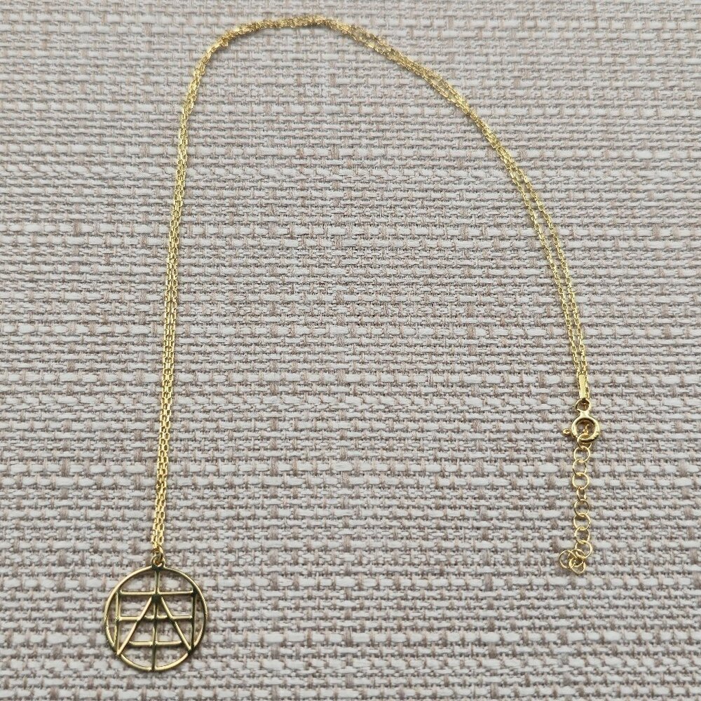 18+1 Inch Gold Over Sterling Silver Geometric Design Necklace A6277